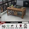 Nuevo Juego de Mesa y Sillas de Madera Maciza Estilo Chino para Balcón Mesa de Té Pequeña para Apartamento Mesa de Té Integrada para Preparación de Té Kung Fu en Casa Juego Completo Mesa de Café