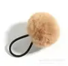 Laços de cabelo de pelo sintético de coelho personalizados pelo fabricante, elásticos de cabelo infantis, acessórios de pompom DIY, pompons de pelo sintético de coelho