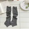 Calcetines Coreanos Sin Pie para Mujer con Etiquetas de Tela de Letras, Delgados de Moda Primavera/Verano Versátiles Adelgazantes Calcetines Lolita para Mujer