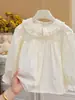 Camisa Casual de Algodón Puro con Encaje para Niñas, Estilo Coreano Otoño Nuevo, Blusa de Moda para Bebé Niña, Top para Niños, Ropa Moderna para Niños