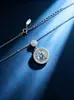 Collar de Plata 925 Chapado en Cuproníquel Moissanita de 2 Quilates Trabajo Pesado Lujo Ligero Colgante Redondo Disco Grande Cadena de Clavícula Venta al por Mayor Transfronteriza