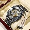 Reloj Tourbillon Retro Tallado Auténtico para Hombre, Automático, Luminoso, Hueco, Deportivo, de Moda, No Mecánico