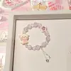 Pulsera de Cristal de Gato de Dibujos Animados para Mujer Cadena de Mano con Campana de Flor y Borla Estudiante Mejor Amiga Joyería Linda Regalo Pequeño