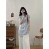 Tamanho Grande Novo Traje Retro Chinoiserie Feminino Verão Estilo Nacional Cheongsam Manga Curta Top para Gordas mm Emagrecimento Calças de Pernas Largas Conjunto de Duas Peças