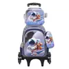 Mochila Escolar de Cuero 3D de Arrastre Juego de Tres Piezas Mochila de Arrastre Infantil de Dibujos Animados Bolsa de Almuerzo Venta Directa de Fábrica