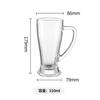 Caneca de Cerveja Comercial 500ml Caneca Grande para Chopp Copo de Água Copo de Chá Bar Copo de Vidro de Grande Capacidade Espessado com Alça