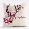 Funda de almohada de alce en acuarela simple de Amazon transfronteriza, cojín navideño estampado en lino, cojín para respaldo de sofá de coche