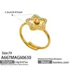 Anillo Geométrico de Zirconia con Patrón Radial de Flor de Cuatro Pétalos y Corazón de Amor Acero Inoxidable Chapado en Oro de 18K Anillo Retro de Banquetes de Lujo Ligero para Mujer