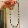Collar de Calcedonia Natural Verde Imperial de Alta Calidad con Calcedonia Roja