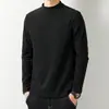 Nova blusa masculina de gola alta de manga comprida para o outono, estilo coreano, moderna, camiseta preta pura para o outono