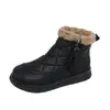 Botas de Neve com Forro de Lã para Mulheres, Novo Estilo de Inverno com Zíper Lateral, Impermeáveis, Espessadas, Sapatos de Algodão Quentes, Botas Curtas Casuais de Solado Grosso para Mulheres