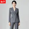 Otoño/Invierno 2026 Nuevo Traje Negro Profesional de Doble Botonadura con Pantalones de Pierna Ancha Conjunto Elegante Joyería Traje de Trabajo
