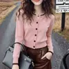 Cárdigan de punto de diseño de lujo ligero estilo coreano para mujer, nueva moda de otoño, diseño elegante, top fino de manga larga