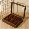 Caja de Almacenamiento para Relojes Madera de Nogal Negro Patrón de Madera Caja de Joyería Retro Caja de Almacenamiento de Madera para Joyería, Collares, Pulseras, Aretes