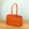 Cesta de Flores de Festival Rattan Sintético Grama Trançada Tecida Novo Estilo Cesta Totalmente Trançada Portátil Cesta para Flores Frescas Flores Secas Arranjo Floral Arte Floral Lembrança