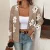 Cárdigan de punto floral transfronterizo europeo y americano de Amazon para mujer, nuevo abrigo de punto de lana de visón suelto para otoño e invierno 2026