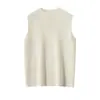 Camisola de Lana Peinada de Hilo Fino Tejida para Mujer, Cuello Alto Corto, Sin Mangas, Suéter Delgado Base para Verano, para el Trabajo