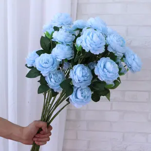 仿真花洋牡丹 3头洋牡丹仿真花 欧式包芯西洋玫瑰 婚庆装饰花材