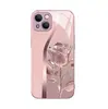Funda de Teléfono de Vidrio Templado Color Rosa Metálico Estilo Japonés y Coreano para iPhone 16 Verano, Fabricación y Venta al por Mayor de Fundas Protectoras