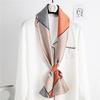 Bufanda estilo coreano para mujer, bufanda larga elegante que combina con todo, bufanda para traje, delgada, estrecha, larga, cuadrada, de doble capa, bicolor