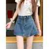 Saia Jeans de Designer da Moda 2025 Verão Nova Cintura Alta Emagrecedora Versátil Curta de Corte A para Mulheres Ins Outono