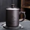 Xícara de Chá para Escritório, Caneca de Argila Roxa para Uso Doméstico, Gravada com Texto, com Tampa, Caneca de Bebida Pessoal de Grande Capacidade, Peça Única com Alça, Não Cerâmica, Adequada para Presentear