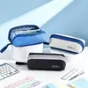 Estilo minimalista nueva bolsa de lápices impermeable y resistente a las manchas, bolsa de papelería de almacenamiento multicapa, gran capacidad, disponible en varios colores, bolsa de papelería escolar