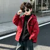 2331 Chaqueta para niño, cortavientos con capucha de tres en uno forrada de forro polar para primavera y otoño, top versátil de otoño para bebés