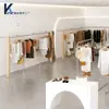 Estante de Exhibición para Tienda de Ropa Estante de Exhibición de Pie Estante para Tienda de Ropa de Mujer Diseño de Decoración de Tienda Perchero Perchero de Madera Maciza