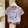 Camiseta de Manga Curta para Meninos Algodão Puro 2026 Novo Estilo Roupa Esportiva de Verão para Crianças Maiores, Top Casual Solto Bonito Tendência