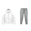 Nova Temporada Moletom com Capuz Duplo e Zíper DIY Liso Masculino Feminino Outono Inverno Conjunto de Calça de Moletom com Capuz e Zíper para Casal