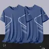 [Mangas Curtas de Seda de Gelo] Novo Estilo de Verão Solto Gola Redonda Mangas Curtas de Seda de Gelo Secagem Rápida Respirável Camiseta Masculina Fina Refrescante