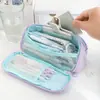 Nuevo estuche creativo estilo coreano de gran capacidad y alto atractivo estético, caja de lápices para estudiante con apertura grande y bolsa triangular de papelería multicapa