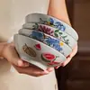 Louça de Mesa Cerâmica de Alta Temperatura Esmaltada por Baixo de Jingdezhen, Tigelas Coloridas, Tigelas de Cerâmica Retrô, Tigelas de Arroz Estilo Chinês, Tigelas para Macarrão, Tigelas para Sopa, Tigelas para Sobremesa