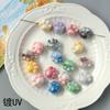 Acrílico UV banhado duas cores florido furo reto garra de gato com contas acessórios de material para joias DIY corrente de celular chaveiro