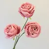 Flores artificiais de rosa princesa com 3 cabeças para decoração de casamento, vitrine de shopping, decoração de feriado, parede de flores, corredor, chão e arranjo de teto
