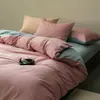Nuevo juego de cuatro piezas de algodón cepillado engrosado para otoño e invierno, juego de tres piezas cálido de algodón puro bicolor de color liso para ropa de cama de dormitorio de estudiante