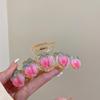 Derrube a Donzela! Transparente rosa pêssego clip primavera nova menina macia japonesa doce hairpin tubarão clipe acessórios de cabelo
