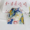 Bolsa de tela floral fresca y sencilla, bolsa organizadora portátil para artículos varios, bolsa de tela de gran capacidad para almacenamiento de cuidado de la piel y artículos de tocador