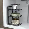 Fabricante Cozinha Dobrável Multi-Camadas Suporte de Panelas Suporte de Armazenamento para Wok Utensílios de Cozinha Suporte Estreito para Frestas Canto da Parede Debaixo da Pia Suporte de Panelas