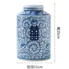 Cerámica Azul y Blanca de Jingdezhen Grande Mediana y Pequeña Jarra Antigua con Carácter Feliz Tarro de Almacenamiento con Tapa Porcelana Azul y Blanca Estilo Chino Carácter Feliz Altar