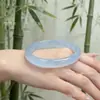 Pulseira de Jade Branco Translúcido Tipo Gelo Luar para Mulheres, Ágata, Jade, Pedra Olho de Gato, Vidro, Similar à Calcedônia Presente Atacado Transmissão ao Vivo
