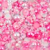 Semicírculo Resina de Pérola Diamante galvanizado broca de unhas mista plana Pérola caso de telefone diy jóias acessórios de resina