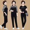 Conjunto de agasalho para meia-idade e idosos feminino primavera e outono conjunto de três peças mãe de meia-idade casual combinação de cores conjunto esportivo feminino 50