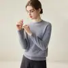 Novo Suéter de Malha Gola Redonda 100% Caxemira Outono/Inverno 2026 para Mulheres, Suéter Pulôver de Corte Justo, Camada Base
