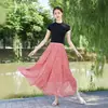 Moda Primavera/Verano 2026 Falda Floral Elegante y Suave con Cintura Elástica, Falda de Línea A Acampanada Adelgazante de Longitud Media, Tienda Independiente
