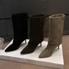 Elegantes y casuales botas de tacón alto hasta la pantorrilla para mujer 2026, elegantes y modernas botas de tacón de aguja con punta fina, botas de slip-on a la moda