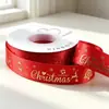 Cinta de poliéster de 2.5 cm con estampado dorado para árbol de Navidad, regalo y empaque de caja de regalo, cinta decorativa navideña, DIY