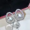 Pendientes de Aro Espiral con Circonita Microincrustada y Perlas de Agua Dulce Naturales, Pendientes de Lujo de Alta Gama para Banquetes, Venta al por Mayor