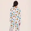 2025 Nuevo Exportación Transfronteriza Aroma Único Marrón Nieve Taza de Agua Seda de Leche Doble Largo Pijama Ropa de Casa para Mujer